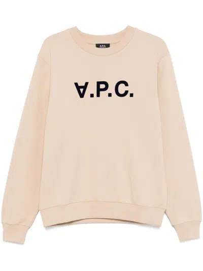 Apc Flocked-logo Sweatshirt In Neutrals
