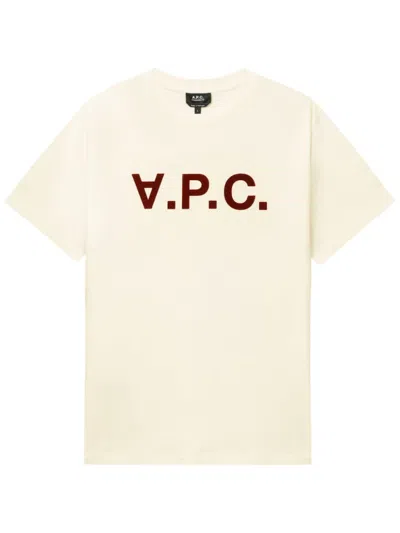 Apc Flocked-logo T-shirt In White