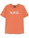 Apc Flocked-logo T-shirt In Orange