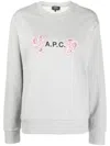 Apc Floral Logo-print Sweatshirt In 灰色