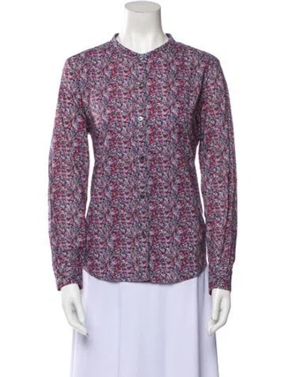 Pre-owned Apc Floral Print Crew Neck Blouse In Blue