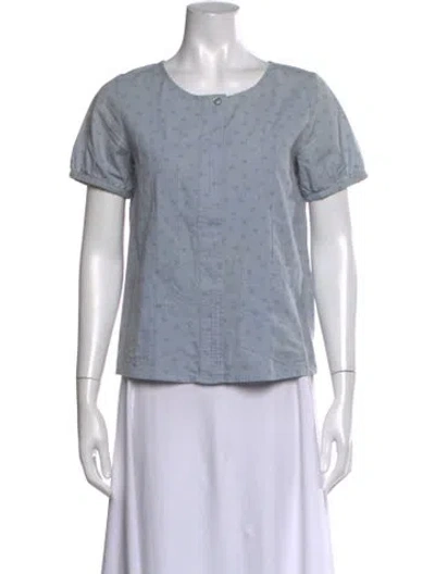 Pre-owned A.p.c. Floral Print Crew Neck Top In Blue