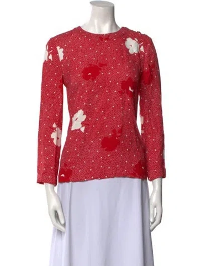 Pre-owned A.p.c. Floral Print Crew Neck Top In Red