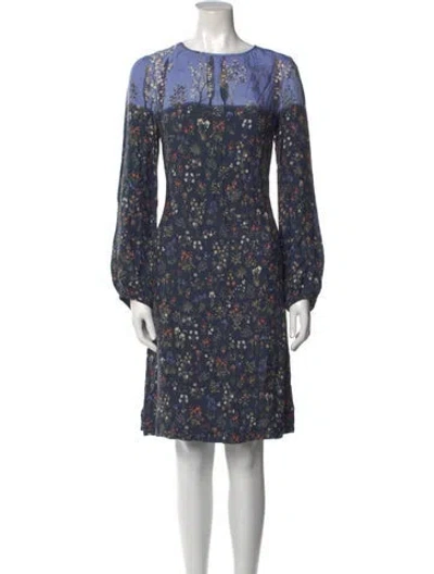 Pre-owned A.p.c. Floral Print Knee-length Dress In Blue