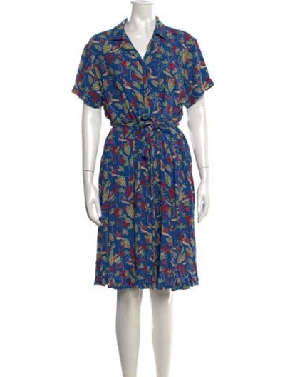 Pre-owned A.p.c. Floral Print Knee-length Dress In Blue