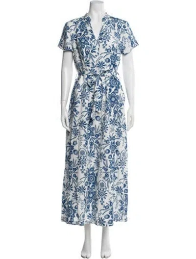 Pre-owned A.p.c. Floral Print Long Dress In Blue
