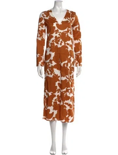 Pre-owned Apc Floral Print Long Dress In Orange