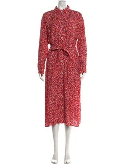Pre-owned A.p.c. Floral Print Long Dress In Red