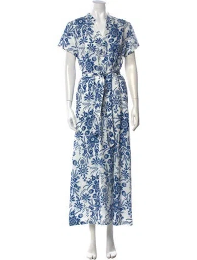 Pre-owned A.p.c. Floral Print Long Dress In White