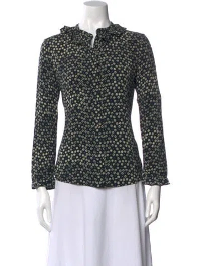 Pre-owned Apc Floral Print Long Sleeve Blouse In Blue