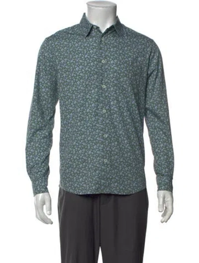 Pre-owned A.p.c. Floral Print Long Sleeve Shirt In Blue/green