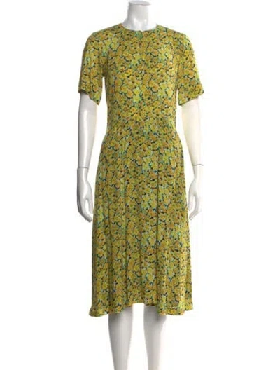 Pre-owned A.p.c. Floral Print Midi Length Dress In Blue