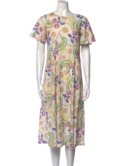 Pre-owned Apc Floral Print Midi Length Dress In Neutral