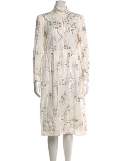 Pre-owned A.p.c. Floral Print Midi Length Dress In Neutrals