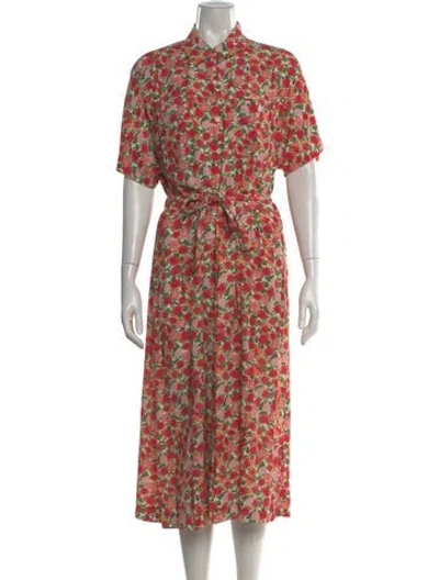Pre-owned Apc Floral Print Midi Length Dress In Red