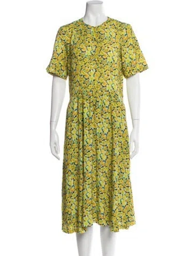 Pre-owned Apc Floral Print Midi Length Dress In Yellow