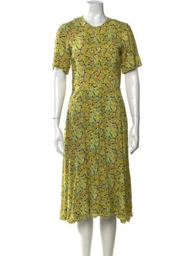 Pre-owned A.p.c. Floral Print Midi Length Dress In Yellow