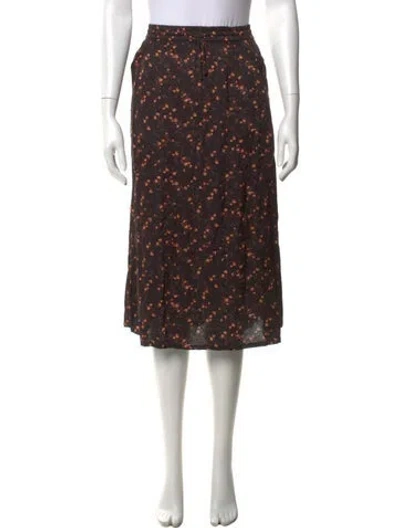 Pre-owned A.p.c. Floral Print Midi Length Skirt In Black