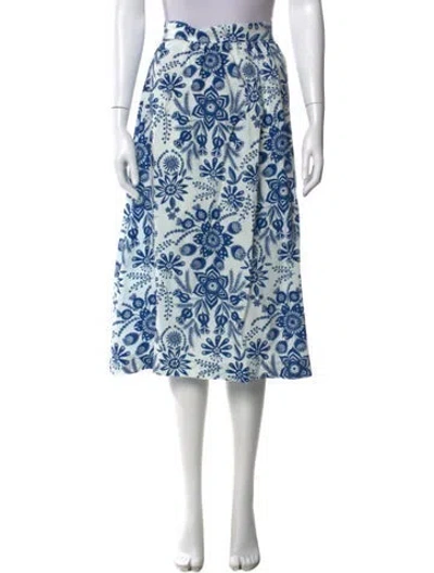 Pre-owned A.p.c. Floral Print Midi Length Skirt In Blue