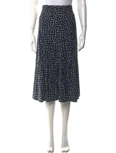 Pre-owned A.p.c. Floral Print Midi Length Skirt In Blue