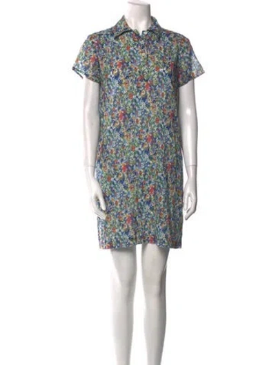 Pre-owned Apc Floral Print Mini Dress In Blue
