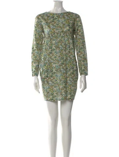 Pre-owned A.p.c. Floral Print Mini Dress In Green