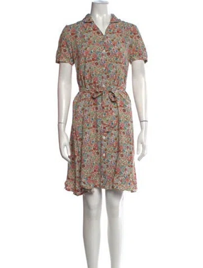 Pre-owned A.p.c. Floral Print Mini Dress In Green