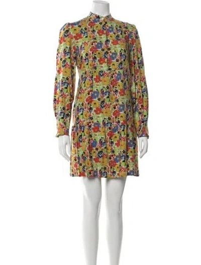 Pre-owned A.p.c. Floral Print Mini Dress In Multicolor