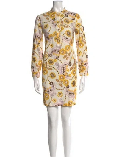 Pre-owned A.p.c. Floral Print Mini Dress In Neutral