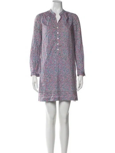 Pre-owned A.p.c. Floral Print Mini Dress In Purple