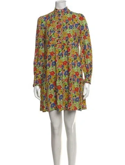 Pre-owned A.p.c. Floral Print Mini Dress W/ Tags In Multicolor