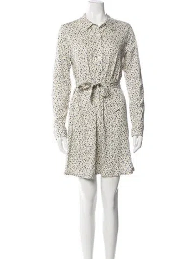 Pre-owned A.p.c. Floral Print Mini Dress In White