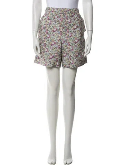 Pre-owned Apc Floral Print Mini Shorts In White