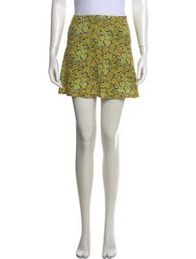 Pre-owned A.p.c. Floral Print Mini Skirt In Yellow