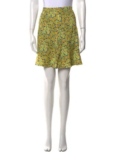 Pre-owned A.p.c. Floral Print Mini Skirt In Yellow