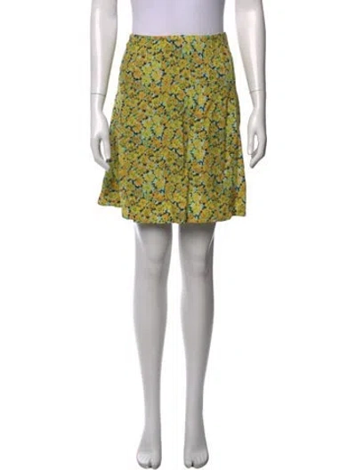 Pre-owned A.p.c. Floral Print Mini Skirt In Yellow