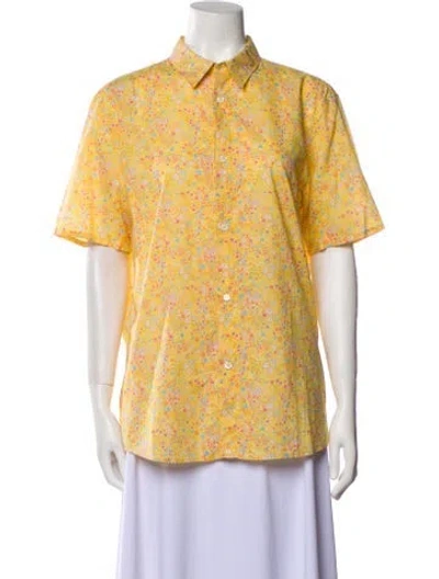 Pre-owned A.p.c. Floral Print Short Sleeve Button-up Top In Neutral