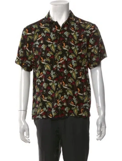 Pre-owned Apc Floral Print Short Sleeve Shirt In Black
