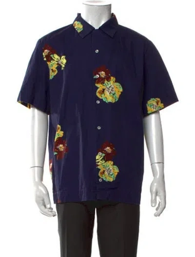 Pre-owned A.p.c. Floral Print Short Sleeve Shirt In Blue