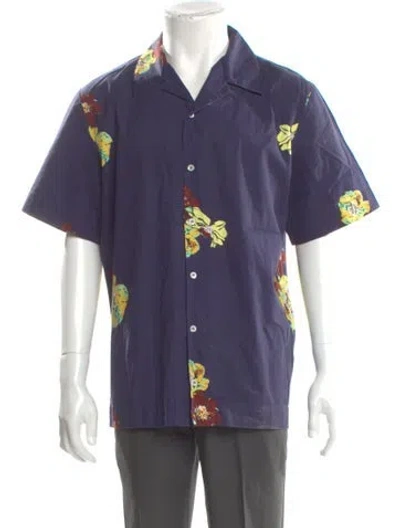 Pre-owned Apc Floral Print Short Sleeve Shirt In Purple