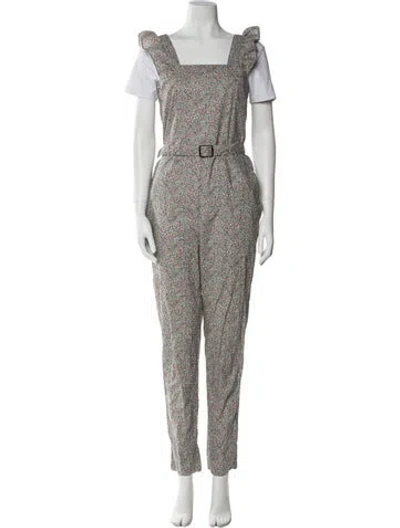 Pre-owned Apc Floral Print Square Neckline Jumpsuit In Blue