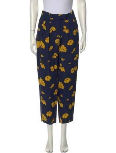 Pre-owned A.p.c. Floral Print Straight Leg Pants In Blue
