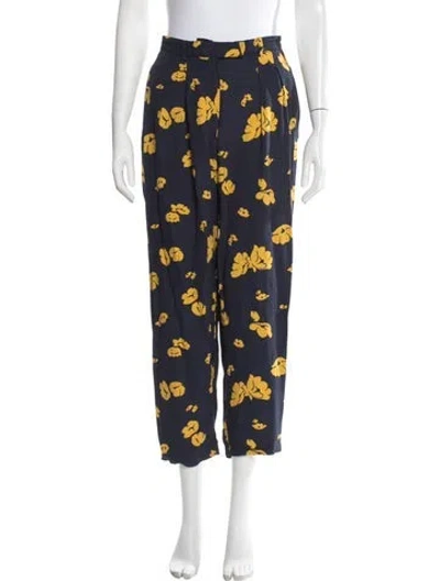 Pre-owned A.p.c. Floral Print Straight Leg Pants In Blue