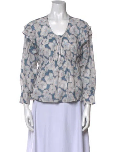 Pre-owned Apc Floral Print V-neck Blouse In Multi