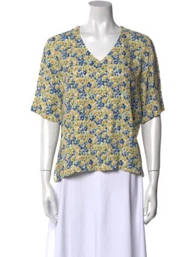 Pre-owned Apc Floral Print V-neck Blouse In Yellow