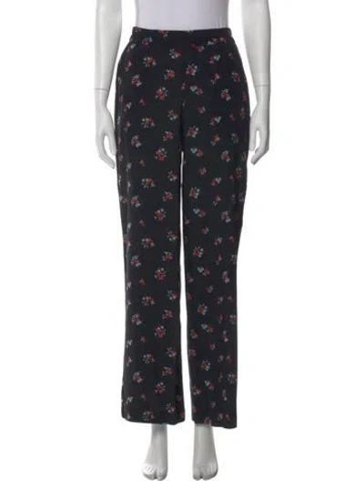 Pre-owned A.p.c. Floral Print Wide Leg Pants In Black