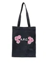 Apc Flower-print Denim Tote Bag In Blau