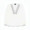 Apc Flowing White Blouse With Blue Embroidery In White