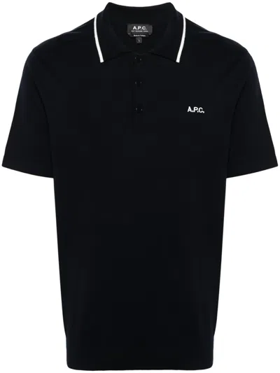 Apc Flynn Cotton Polo Shirt In Blue
