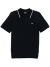 Apc Short-sleeve Polo Shirt With Ribbed Collar In Blue